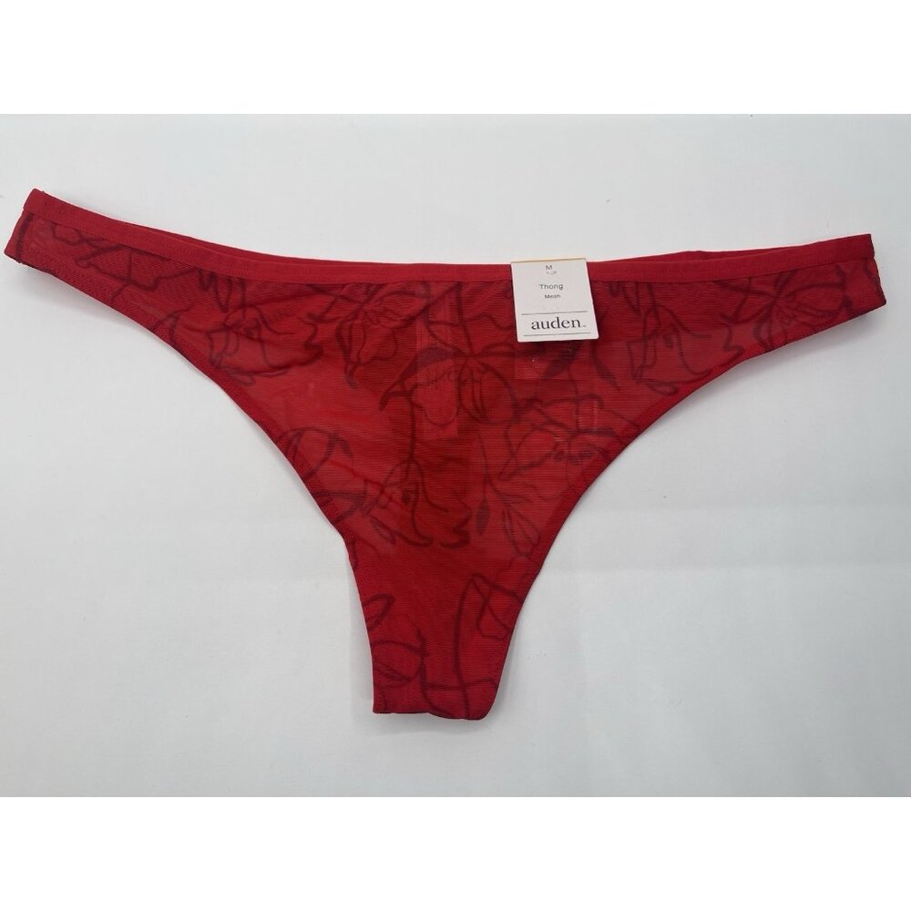 Auden Thong‎ Panties Underwear Womens Size Medium Red Floral Valentines Day
